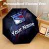 New York Rangers Automatic 8‑ribs Umbrella, Custom Name Text Personalized Folding Umbrella Rain Sun Gift