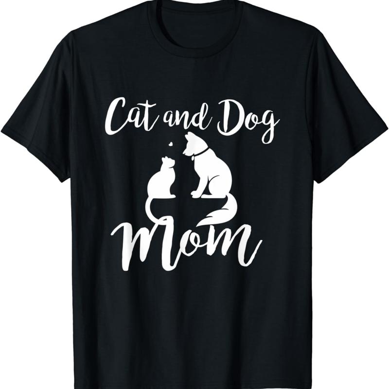 

Pets Animals Cats and Dogs T Shirt Cat Mom AF Dog Dad Puppy 5XL різнокольоровий