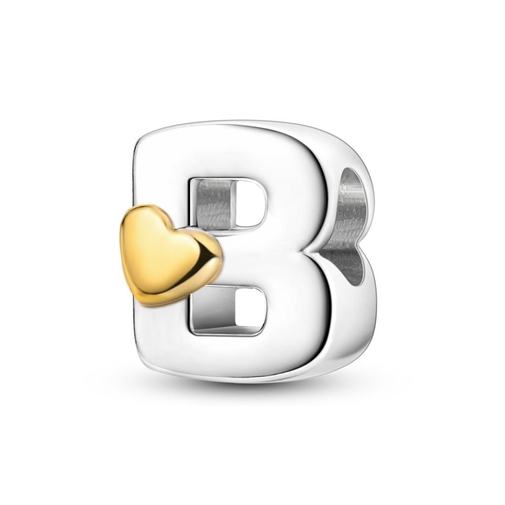 Charms 26 Letters A To Z Alphabet Spell Words Diy Name Copper Beads With Heart Fit Original Bracelet Diy Ladies Girl Jewelry