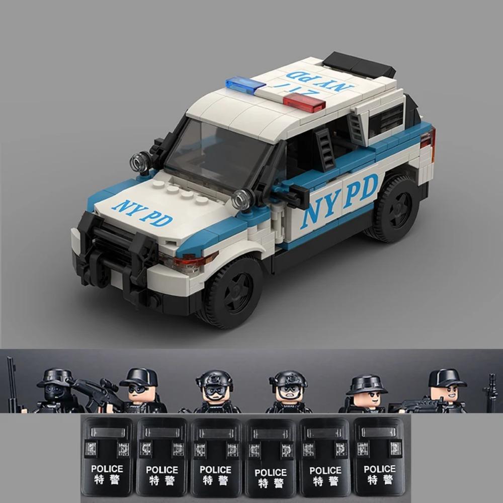 

MOC Городская Полиция Машина Исследователь Конструкторы Щиты спецназа США Транспортные Патрульные Наборы Скоростные Чемпионы Кирпичики Модель Игрушки для Детей