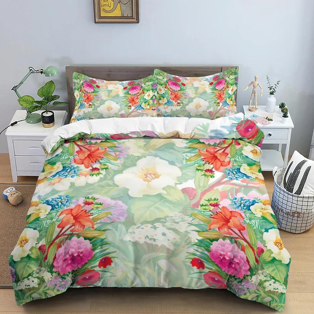 Butterfly Bedding Set 3D Flower Duvet Cover Quilt Cover With Zipper Queen Double Polyester Comforter Set Kid Girl Christmas Gift