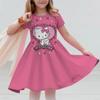 3D Printed Sanrio Hello Kitty Fashion Cartoon Pattern Cute Short Sleeved Dress Cosplay Youth Girl Clothes Kuromi Clothes Sweet