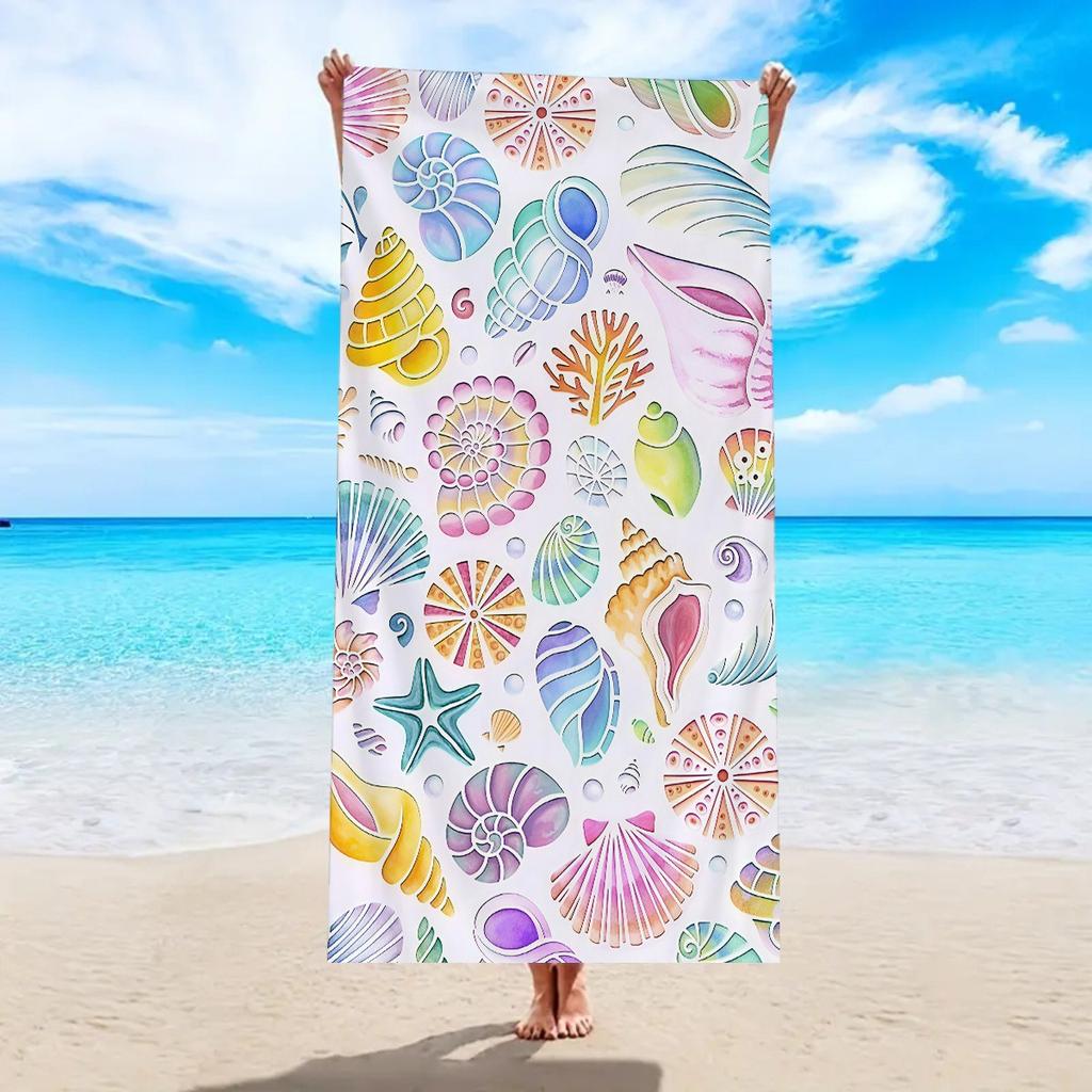 Watercolor Ocean Sea Creatures Beach Towel Blue Turtle Octopus Jellyfish Starfish Print Soft Absorbent Quick Dry Towel for Beach