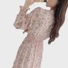 2024 Floral Chiffon V-Neck Dress: High-Waisted, Long-Sleeve, Waist-Cinching Korean Style for Spring and Autumn