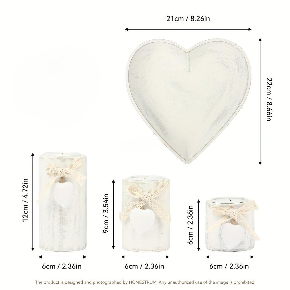 Набор деревянных подсвечников Набор подсвечников для чайных свечей Поднос в форме сердца Поднос для украшений Домашний декор Рождественский подарок