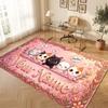 Cat Theme Crystal Velvet Floor Rug Personalized Custom Name Text Warm Carpet Home Decoration