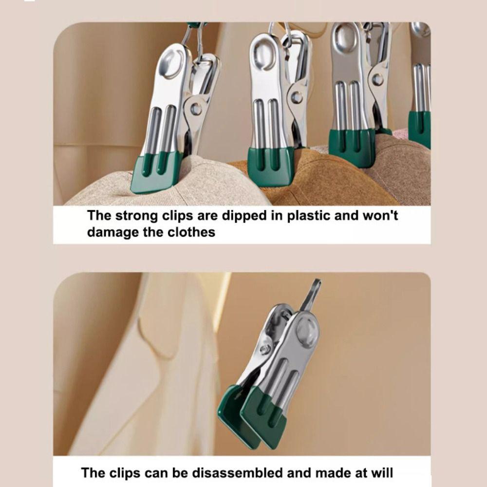 Windproof Clothes Drying Rack Stainless Steel Socks Underwear Clips Hat Rack  for Home Dormitory