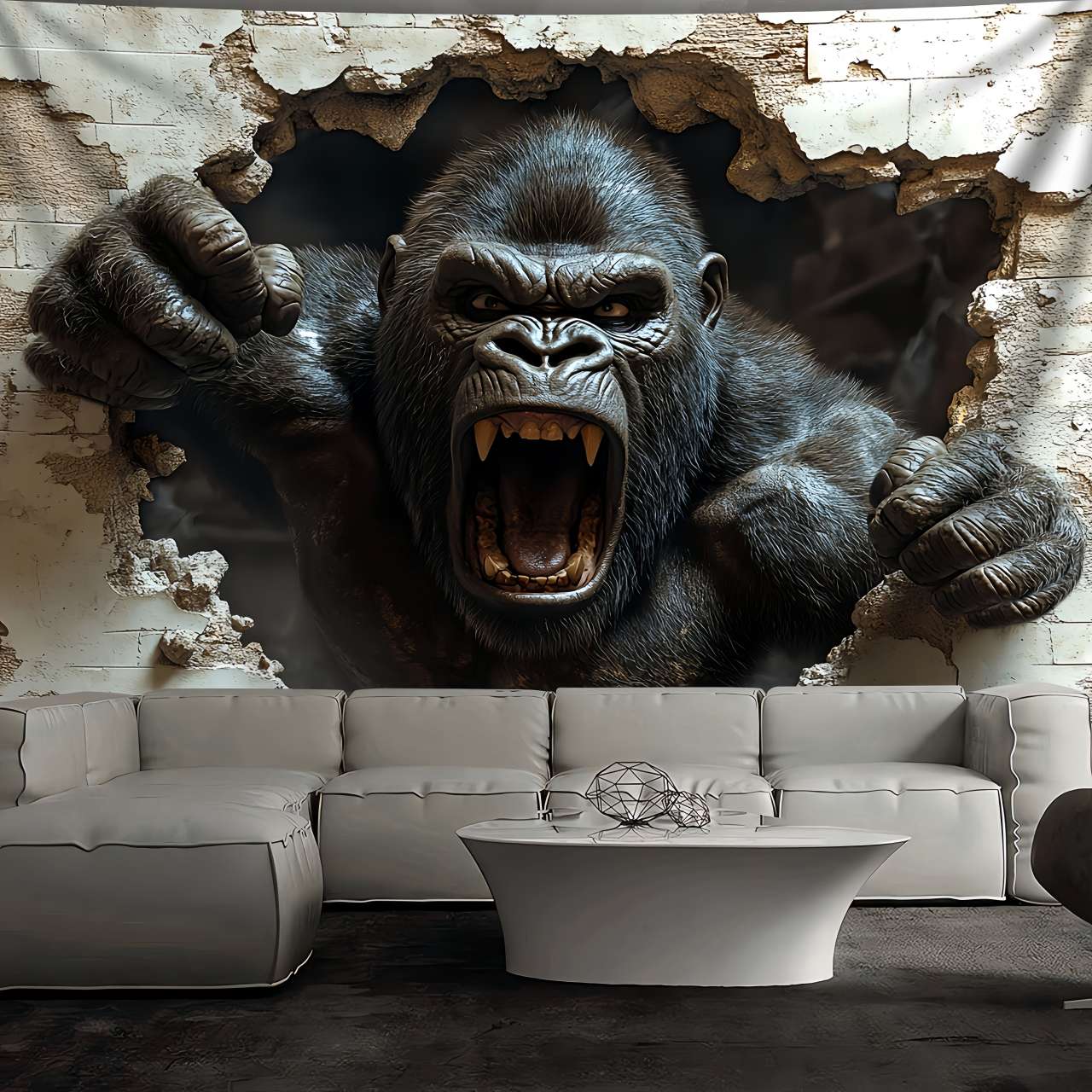 

Comforter 1Pc 3D Dynamic Gorilla Wall Burst Effect Printed Tapestry For Living Room Bedroom Office Home Party Decoration Comforter (quilt)-EU Single(135*200cm)3pcs