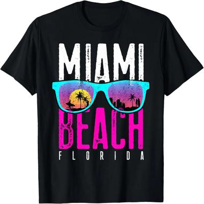 Miami Beach Shirt Florida Sunset Retro Souvenir Surf Miami T-Shirt