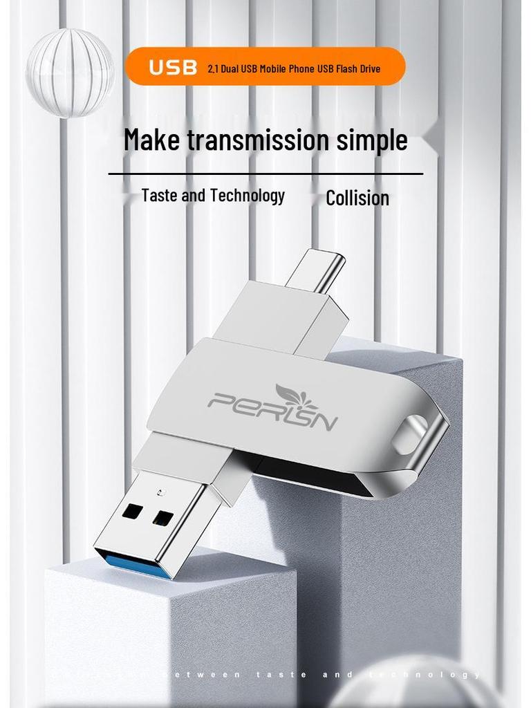 256GB Hochgeschwindigkeits-Dreh-USB-Stick: Dual-Use Typ-C, Metalldesign für Telefon & Computer