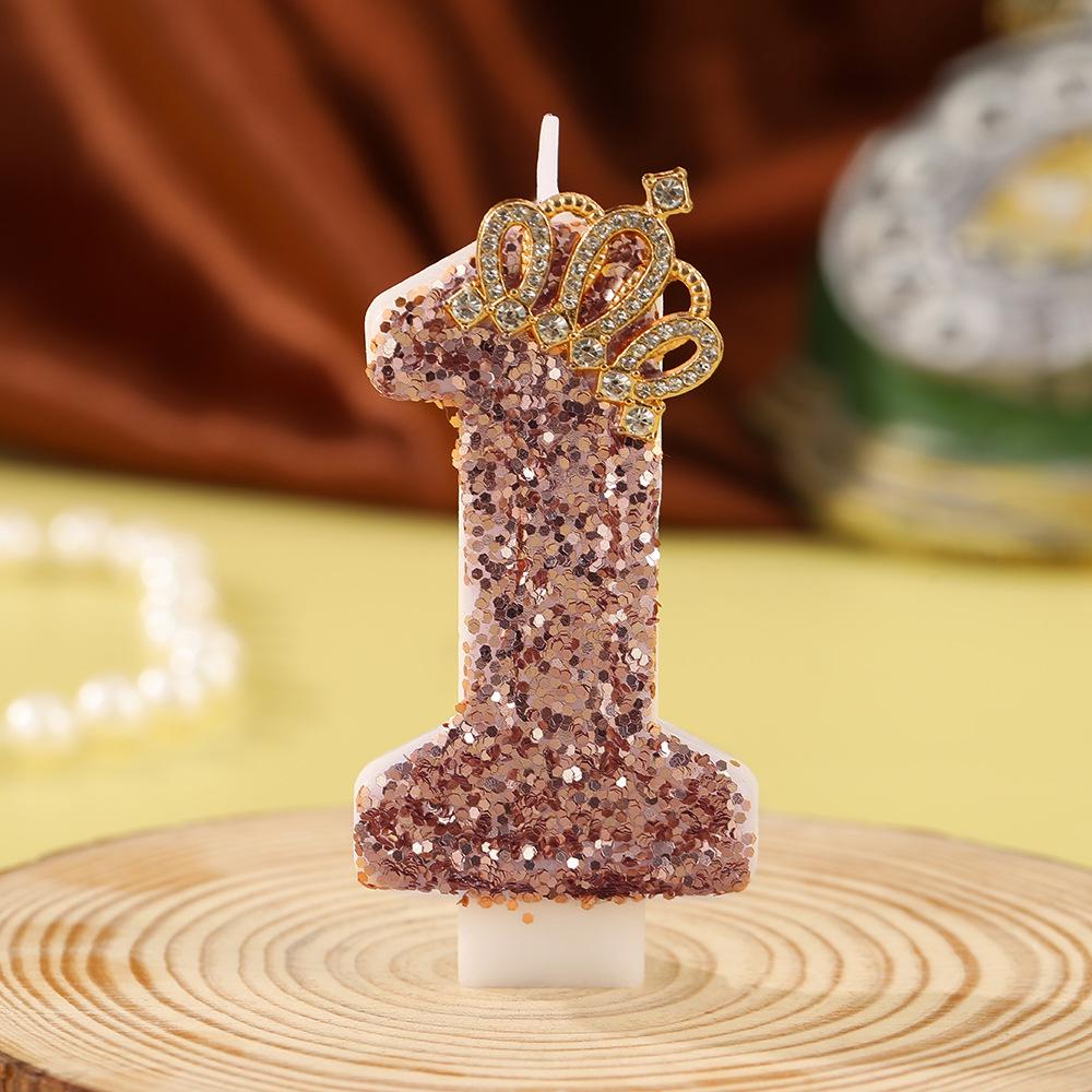 Glitter Number Candle: First Birthday Cake Decoration Prop