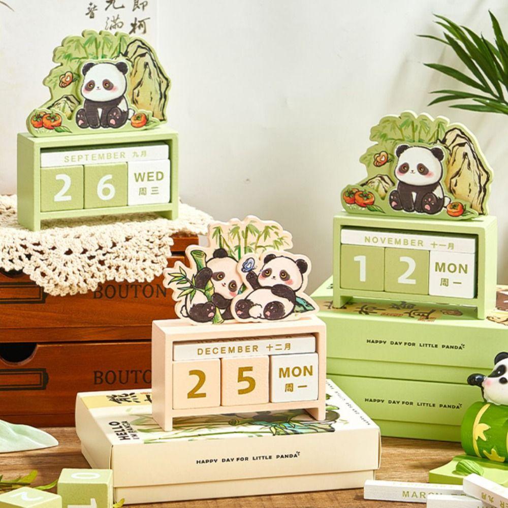 

Cute Wooden Desk Calendar Cartoon Tabletop Ornaments Birthday New Year Gift Festival