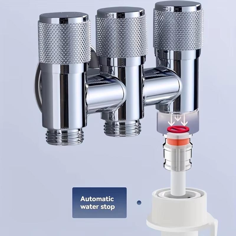 Stainless Steel 3-Way Water Valve Easy Adjust 1 Inlet 3 Outlets With Water-Stop Connector for Balcony Plant Watering