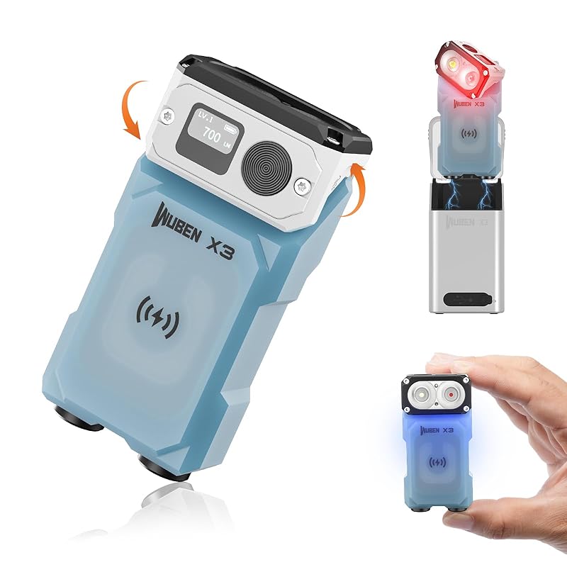 

WUBEN X3 mini flashlight Comes with rechargeable charging box 180 degrees EDC key chain flashlight twist Ip65 waterproof magnet pocket 10 modes Type-C
