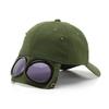 Pilot-style personality glasses and baseball cap