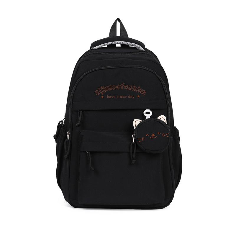 Schoolbag Junior High School Student School Bag Female Solid Color Large Capacity Casual Korean Backpack College Style Simple Versatile Fashion