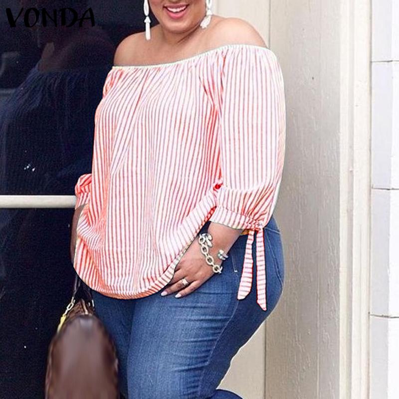 VONDA Women's One Shoulder Striped Top