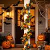 Artificial Pumpkin Maple Leaf Garland 67in Faux Vine Decorative Fall Harvest Fireplace Mantel Cabinet Hanging Ornament for Home