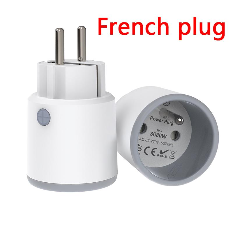 Matter Wifi Smart Socket 16A EU / French Smart Plug Use Tuya App with Power Monitoring Works with Homekit Alexa Echo Google