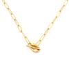 Personalized Kink T-Buckle Oval Titanium Steel Necklace Women'S Versatile 18K Gold Niche Simple Cross Chain