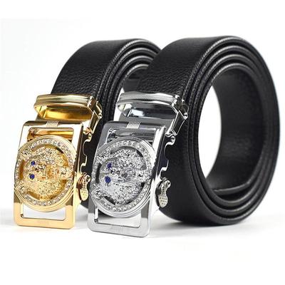 Men Belt Wolf Head Buckle Casual Waist Strap