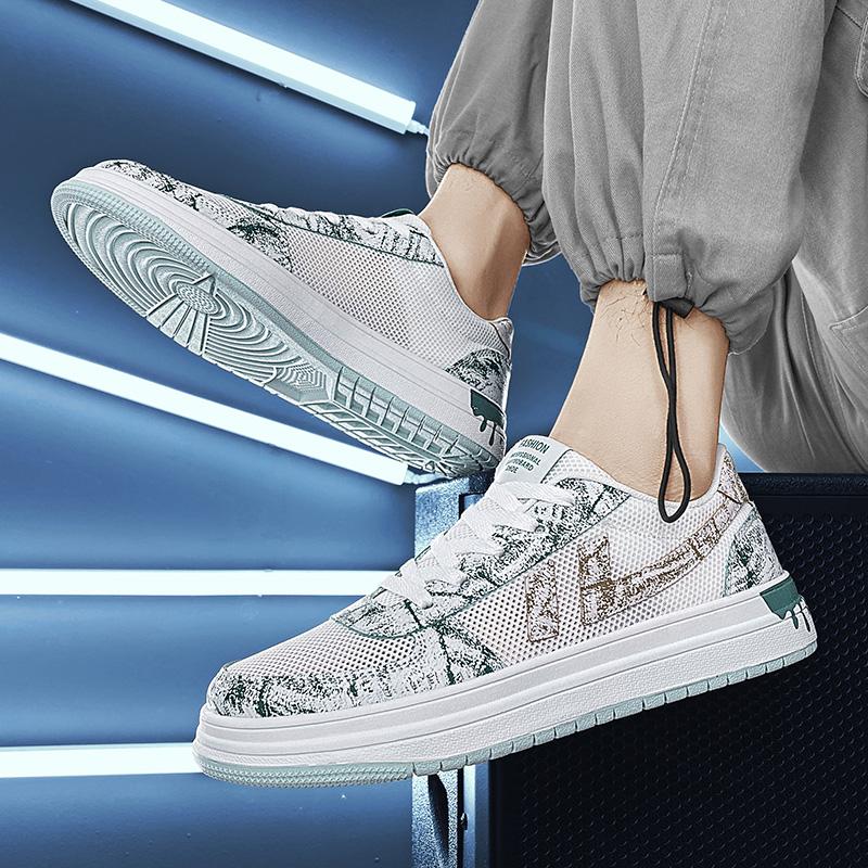 

Мужская обувь большого размера 47, высокие туфли, мужская осенне-зимняя обувь 45 размера, граффити, персонализированные белые туфли, студенческие повседневные туфли для пар 47