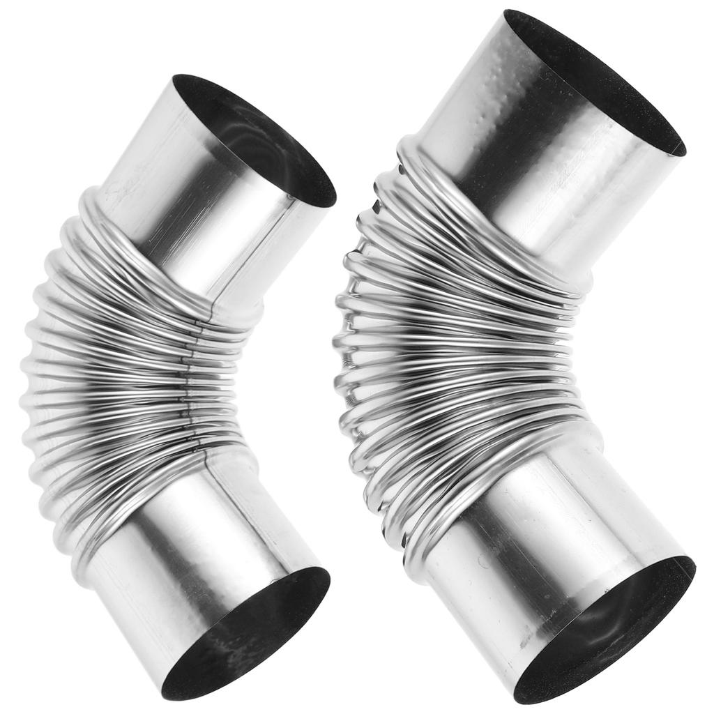2pcs Stainless Steel Stove Pipe 60Mm Elbow For Gas Water Heater Exhaust Ventilation Flexible Connector Chimney Flue Extension