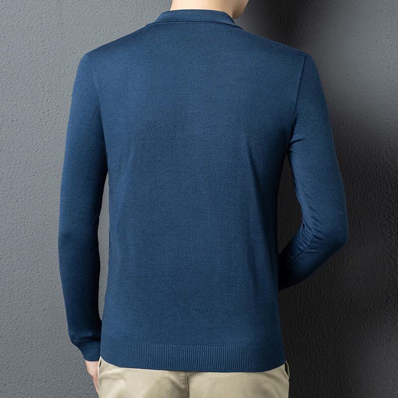 FXT6694 Men's Long Sleeve Wool Blend Knitted Polo Shirt