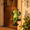 Unique Housewarming Garden Gift Swing Frog Statue, Resin Hanging Ornament, Whimsical Statue Cute Figurine for Front Porch Yard Balcony Decoration