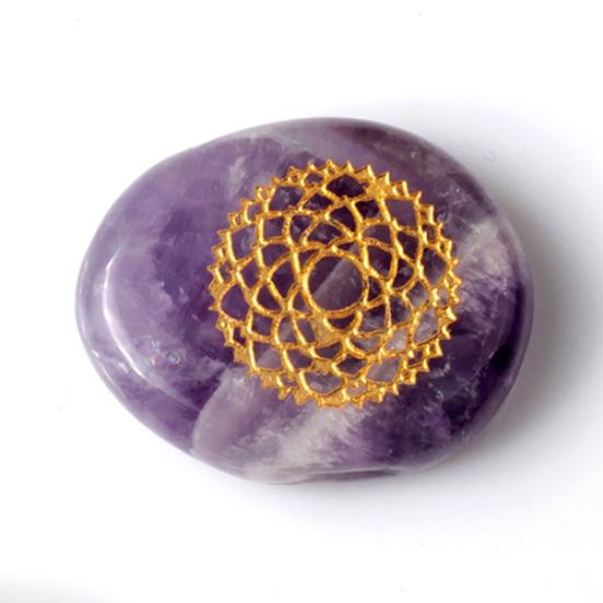 7 Piece Engraved Natural Chakra Stone Palm Stone Crystal Healing Ornaments