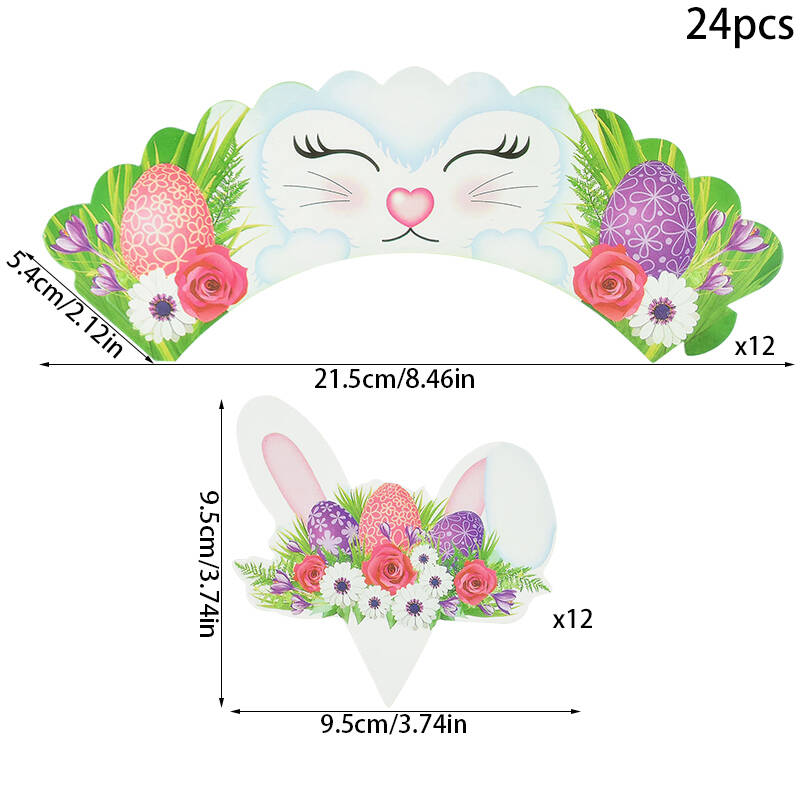 

12 шт. Мультяшные обертки для кексов с кроликом, топпер для торта, кролик, яйцо, украшение для пасхальной вечеринки, детский день рождения, десерт, принадлежности для выпечки