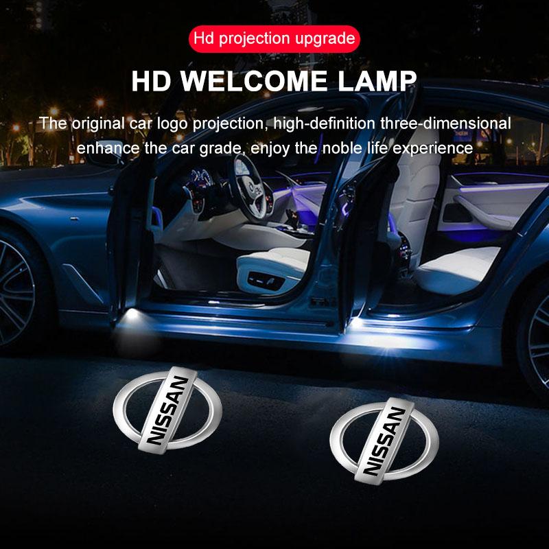 2pcs/set No Fade 3D LED Car Door Welcome Light Car Door Logo For Nissan Nismo Almera Tiida Juke Teana Qashqai 350Z 370Z GTR X Trail T32 T31