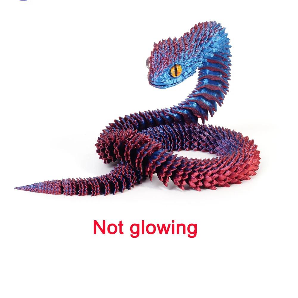 30cm 3D Printed Snake  Luminous Movable Joint Simulation Snake Figurine Multicolor 3D Printing Model Snake Ornament Creative Home Office Desktop Decor