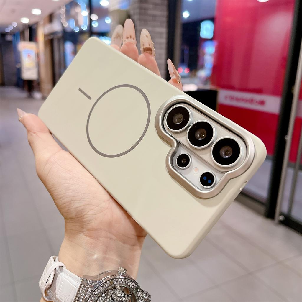 For Samsung Galaxy S26 S25 S24 S23 S22 Ultra Plus FE Shockproof Cover Funda Matte Hard PC Metal Frame For Magsafe Magnetic Case