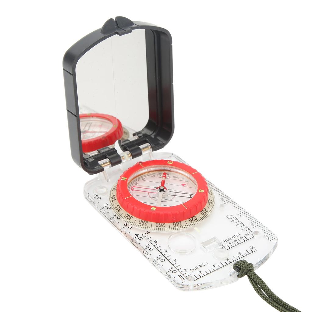 Multifunctional Plastic Compass with Scales Portable Gradiometer Magnifying Glass LED Lamp Tool