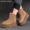 Platform Women Ankle Snow Boots Suede Wedges Plush Warm Cotton Shoes Winter Woman 2024 Trend New Goth Chelsea Botas Mujer Pumps