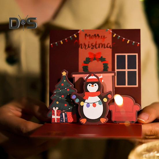 Julhälsningskort 3D Pop Up Julhälsningskort Jultomte gratulationskort med kuvert Nyårspresent till familjens vänner