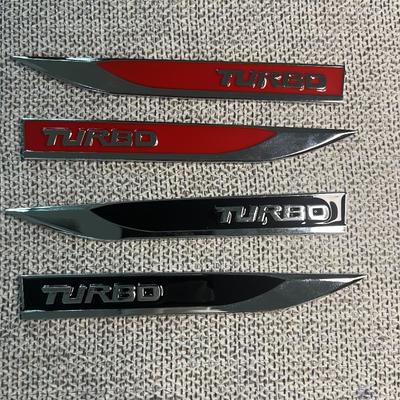 2pcs Metal Badges TURBO Turbocharger Fender Car Emblem Durable Vehicle Modification Additions Enhance Aesthetics Compatible with
