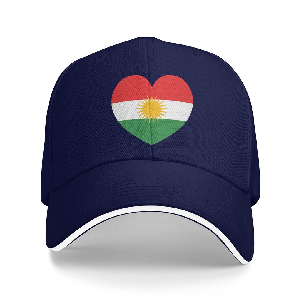 Baseball Cap Kurdistan Flag On Heart Outfits Unisex Women Baseball Caps Caps Hat Casual Daily Running Golf Gift Headwear