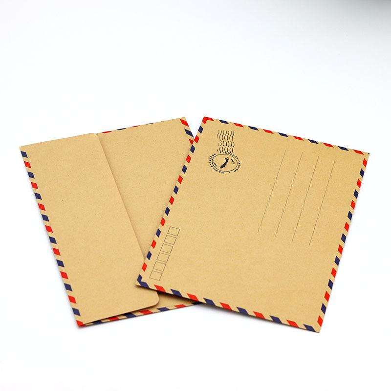 20pcs/batch Kraft Paper Envelope with Color Stripe Edges, Aviation Envelope Storage Envelope 17.5 * 12.3cm