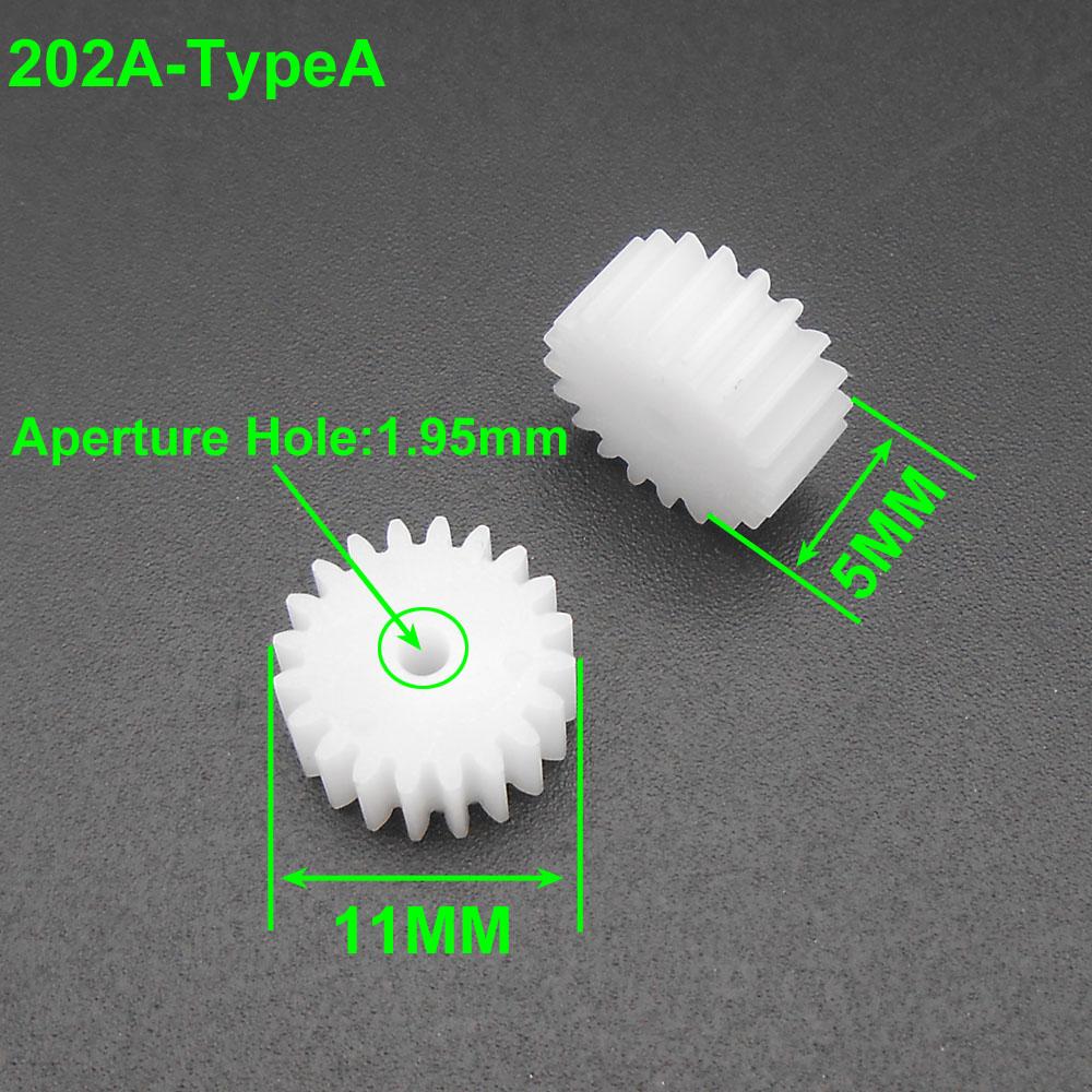 10Pcs/Lot 0.5M 0.5 Modulus 20 Teeth Plastic Spur Cylinder Gear Pinion Bore Hole Aperture 2MM 1.95MM 2A 20T 5X11MM Reduction Gear
