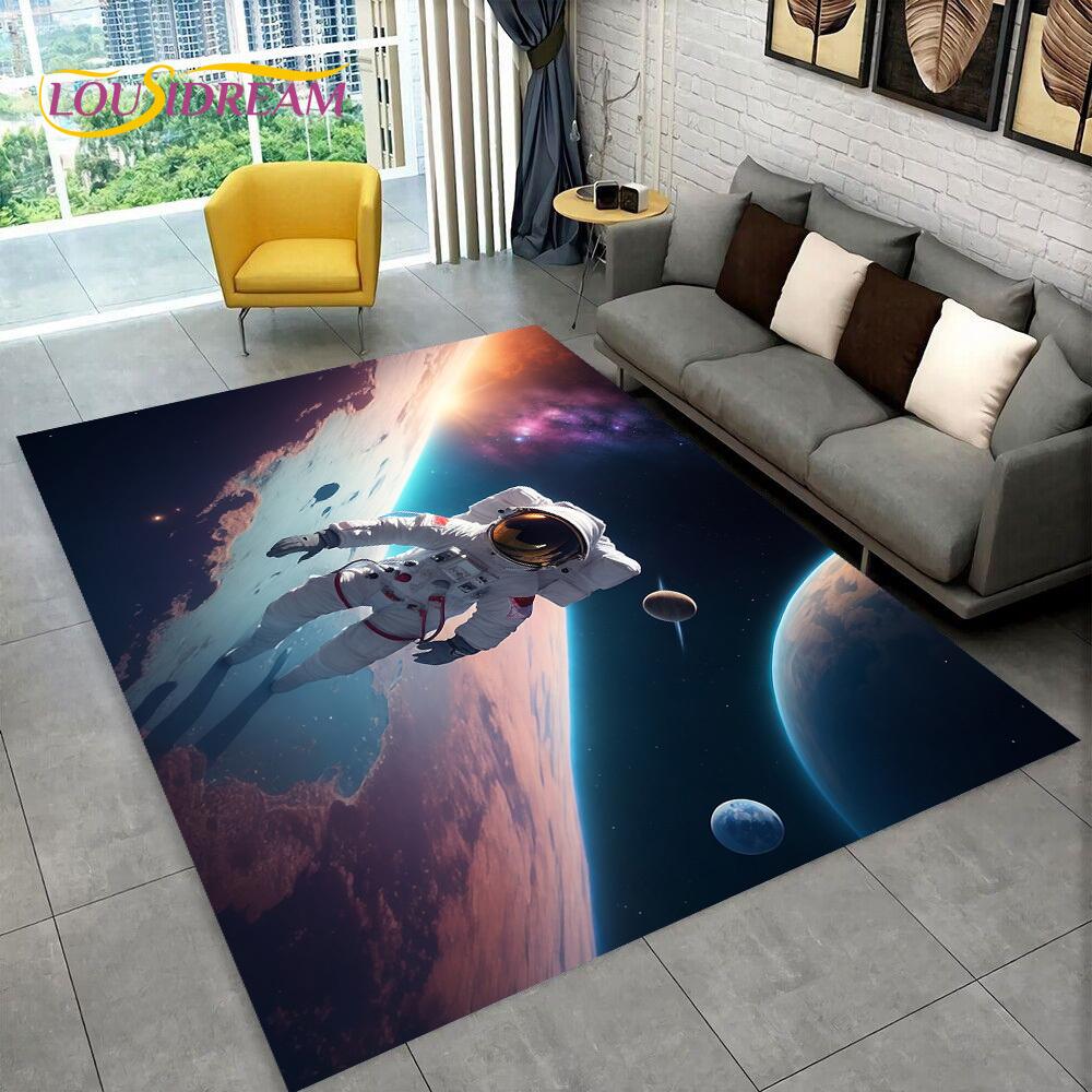 Astronaut Dream Universe Spaceman 3D Outer Space Cartoon Rug Carpet for Living Room Bedroom Decor,Non-slip for Sofa Doormat Kids