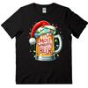 Funny Santa Claus Drinking Beer Wonderful Time Christmas TShirt High Quality Loose Casual Cotton T Shirt Man Clothes
