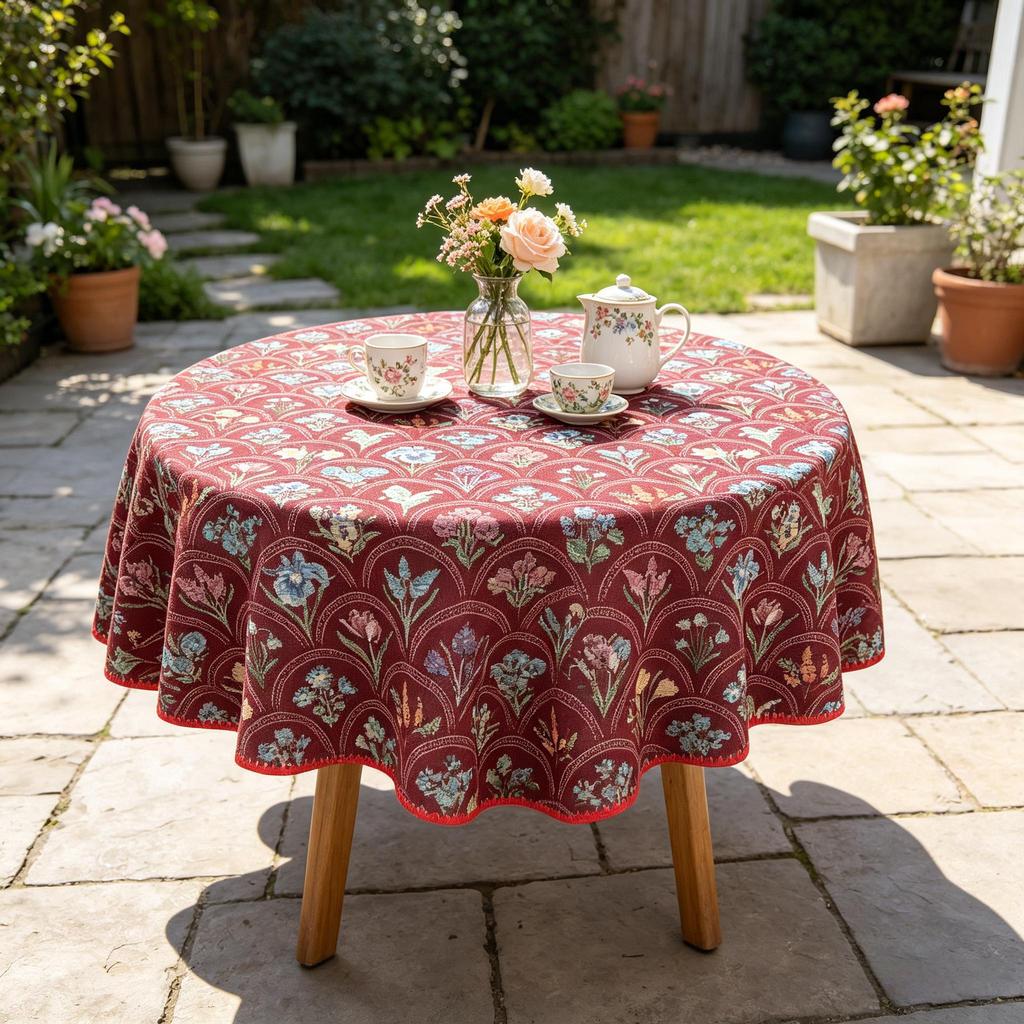 Kitchen Dining Table Living Room Home Use Cotton Fabric Round Tablecloth