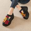 Fashion GKTINOO 2025 Spring Ethnic Flowers Women Pumps Genuine Leather Shoes Wedges Heels Shoes Thick Sole Casual Ladies Platform Shoes
