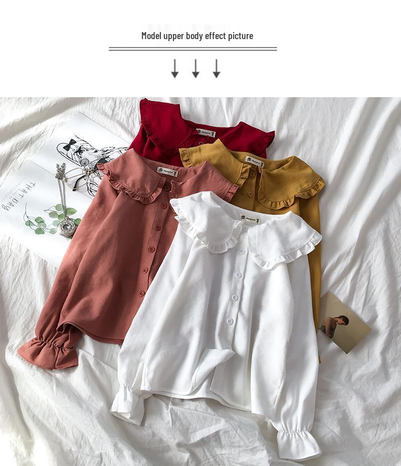 New Year Style Women's Korean Doll Collar Shirt, Long Sleeve Versatile Top for Early Autumn