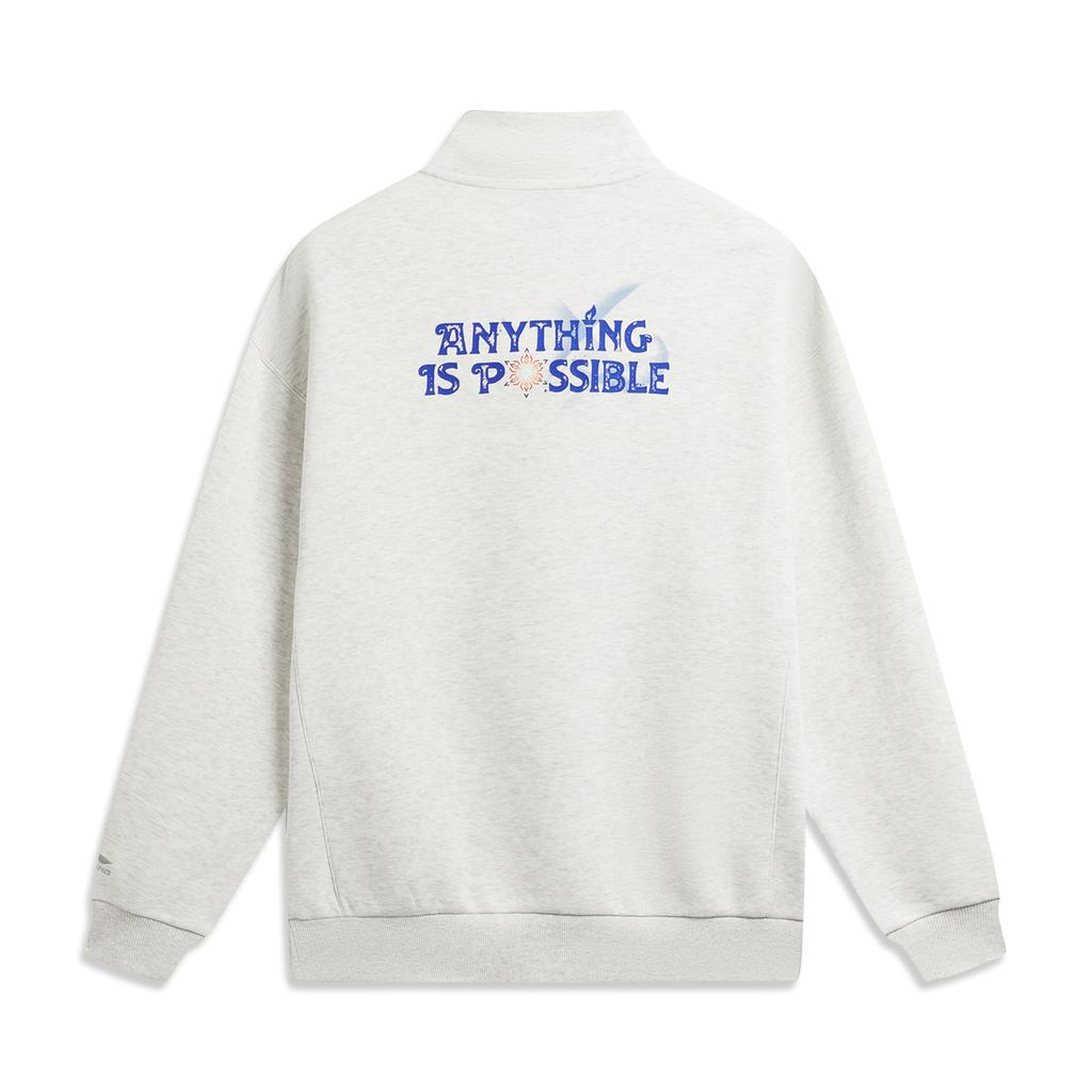 Li Ning DNA Series Winter Sports Inspired Limited American Retro Casual Fashion Versatile Logo Stand Collar Zip Pullover Hoodie AWDWC17-1