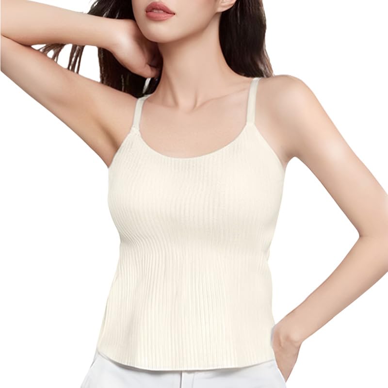 

[veimia] camisole with cup Ladies [Summer saving, slimming & cool look] High elasticity soft shirring U-neck Slender effect Sweat absorbent and quick