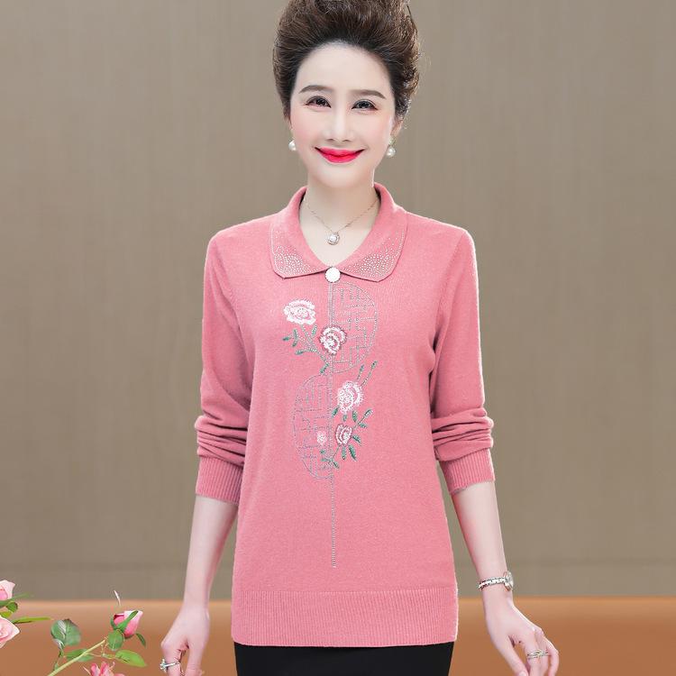 

Футболка для женщин среднего и пожилого возраста, бабушка, весна и осень, женское платье, блузка, одежда для пожилой женщины, тещи 4XL