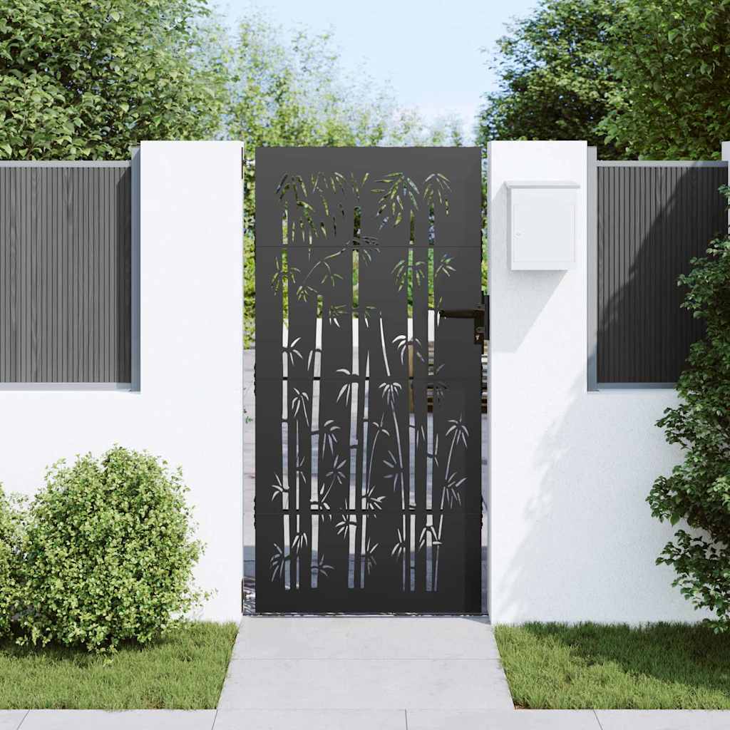 Garden Gate Black 85 X 200 Cm Powder Coated Steel
